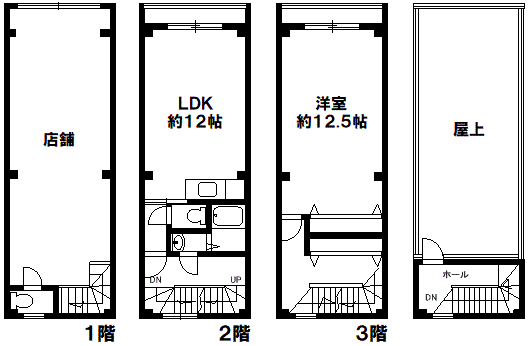 貸店舗付住宅　水道筋商店街内　神戸市灘区水道筋3丁目の図面