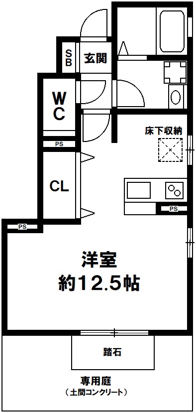 カーサ・デ・ヴェルデ　神戸市北区鈴蘭台西町3丁目　ワンルームの図面