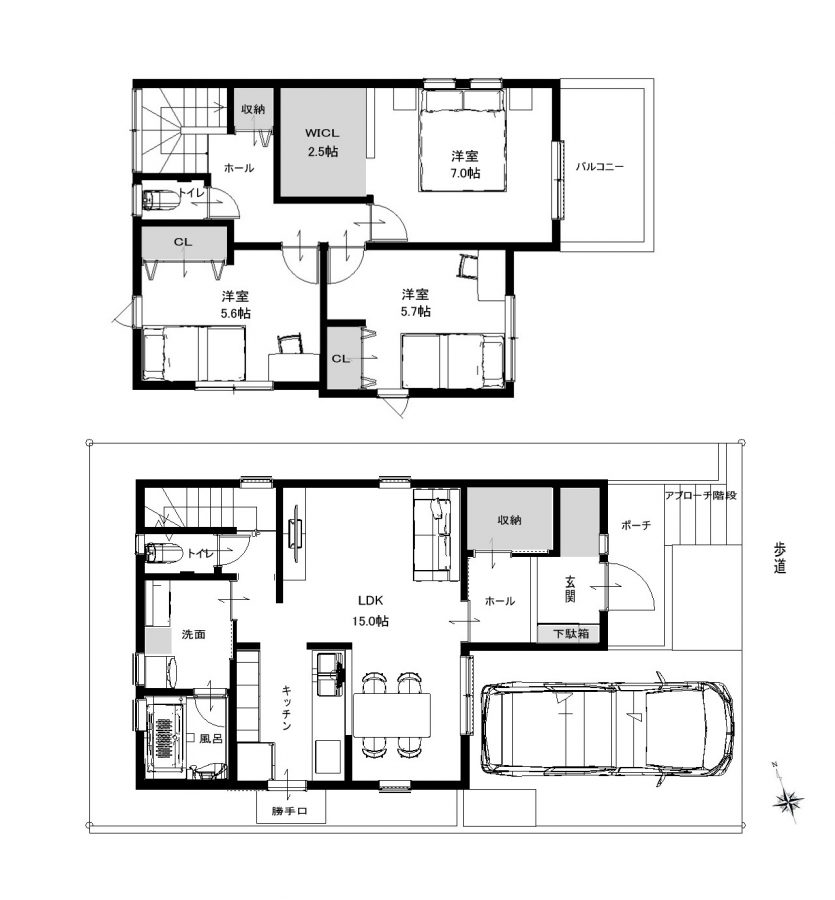 垂水区青山台5丁目新築住宅　3LDK+WICL　2,850万円の図面